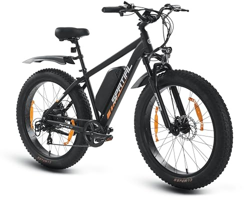 SPATIAL Bicicleta Eléctrica Montaña de 26 con Neumáticos Anchos de 4.0 y Batería de 48 V 13Ah y 624 WH