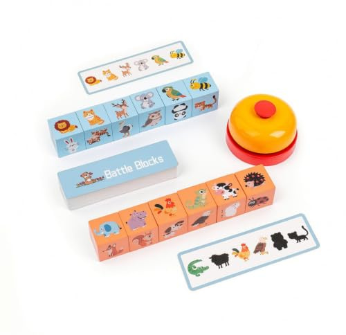 harayaa Children Matching Puzzle Wooden Animal Matching Sorting Blocks With Picture Cards And Bell Button For Competitive Play Suitable for Preschool Centers Family Time Classroom Stations