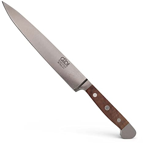 GÜDE Solingen - Couteau à jambon forgé, 21 cm, bois de noyer, ALPHA-WALNUT - couteau à découper, mitre double, fabriqué à la main en Allemagne
