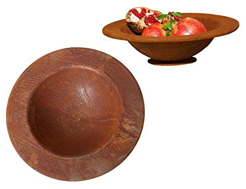 Wunderschöne Rostschale mit Rand - Gartenschale in Rostoptik - Medium Dekoschale: Ø 40cm - Wetterfest & Frostsicher - Metall/Edelrost - Metallschale zur Dekoration im Garten/Gartendekoration