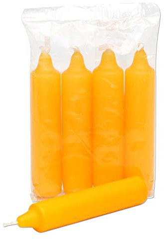 ***1 Packung mit 4 Adventskerzen, Adventsgelb, Ø 23 mm Länge 105 mm + Dose rot