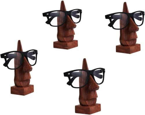 WhopperIndia Brillenhalter aus Holz, Brillenhalter, Brillenhalter, Sonnenbrillenständer, Brillen-Halter, perfekt für Familie, 15,2 cm, 4 Stück