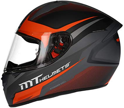 MT Stinger Integralhelm | Roller/Motorrad Helm Klapphelm 2mm Vizier kratzfest | inkl. eingebaute Lautsprechertaschen und kostenloser Helmmütze (Divided orange, S)