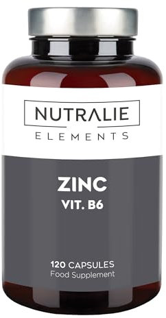 Zinco Integratore Vegano - Pelle, Capelli, Unghie, Acne - Sistema Immunitario + Vit B6 - Zinco Citrato 15 mg - 120 Vegan Capsule