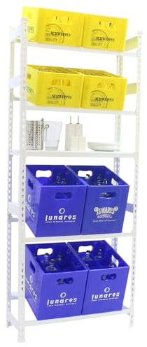 Simon Rack Scaffale per casse di bevande, Ripiano per 8 cassette, 2000x800x300 mm, Ripiano per casse di bevande in metallo, Blanc - Simonbottle