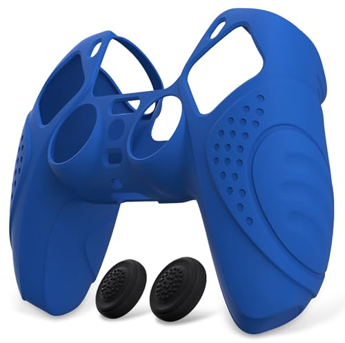 eXtremeRate PlayVital Funda de Silicona para ps5 Mando - Carcasa Protectora Suave y Antideslizante con 2 Tapas de Joystick, Compatible con DualSense, Accesorio para ps5 (Edición Guardian-Azul)