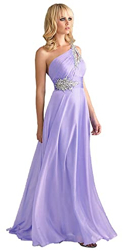 WTWVIAN Abito da sera da donna monospalla in chiffon, lunghezza fino al pavimento, con paillettes e perline, abito da damigella d'onore
