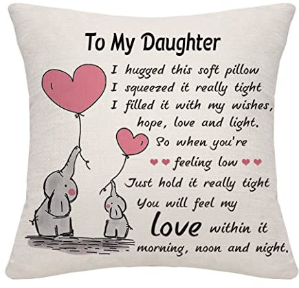 Bommex Daughter Cushion Cover Throw Pillow Cover Cushion Case Daughter Gifts from Mum Dad Birthday Gifts Thanksgiving (daughter-1)
