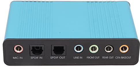 Vikye Scheda Audio Esterna, Scheda Audio USB per Laptop con Audio Digitale SPDIF, Scheda Audio Stereo, Frequenza di Campionamento a 6 Canali 48kHz, Plug And Play, Scheda Audio per PC (Blu)