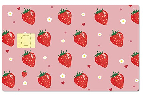 CREATCABIN Karten-Skin-Aufkleber Erdbeere Personalisierbar Bankkarte Wasserdicht Schlank Kratzfest Abnehmbarer Debitkarten-Aufkleber Für Schlüssel Transport Debit-Kreditkarte Für Freunde 186.3x137.3mm