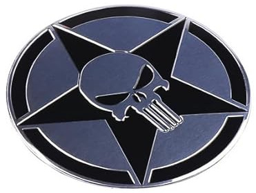 Punisher Auto 3D - Metall - Aufkleber rund Fünf Sterne mit Stern Ø 7,5cm P7,5R schwarz