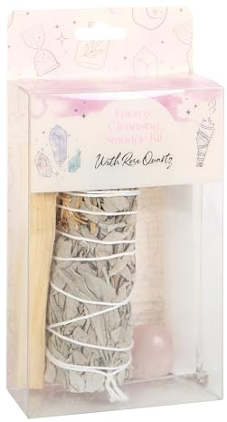 UK Smudge Kit avec sauge blanche, Palo Santo, sélénite et cristal de quartz rose