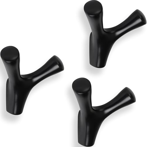 LouMaxx Garderobenhaken in Schwarz matt – Moderner Kleiderhaken aus Metall – 3er Set Kleiderhaken Wand - Design Wandhaken für Garderobe und Badezimmer