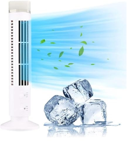 Generic Ventilador de torre, ventilador sin aspas, ventilador de torre sin aspas, ventilador eléctrico de torre LED, mini acondicionador vertical para interiores (color: blanco)
