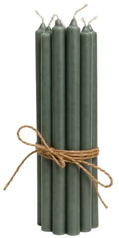12er Pack dünne Stabkerzen H:20 cm Ø:1,3 cm div. Farben Brenndauer 2,5 Stunden;Moosgrün