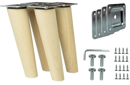 woplus Möbelfüße Holz 45 cm Schräg – 4er Set Möbelbeine aus Massivholz mit Montagezubehör (45 cm [4 Stück])