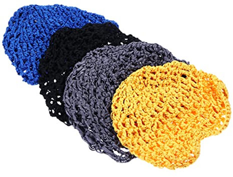 WATIIFUFU 4stücke Teiliges Mesh Häkel Haarnetz Atmungsaktive Weiche Haarnetze Zum Schlafen Und Duschen Für Damen Kein Ziehen Am Haar Langlebiges Hautfreundliches Material in Blau Schwarz