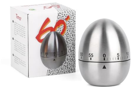 VMUTGA Temporizador de Cocina, Temporizador Mecánico de Cocina, Inoxidable, hasta 55 Minutos, Plata