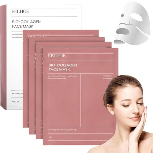 5 Pièces Bio-Collagen Real Deep Mask, Masque Collagene Visage Korean, Soins pour le Visage, Resserrement des Pores, Traitement des Rides