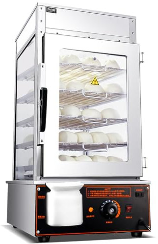 PASPRT Scaldavivande Elettrico a 5 Strati, Macchina per scaldare panini al Vapore, vaporiera Commerciale per panini, scaldavivande con Temperatura di 30-110 ℃