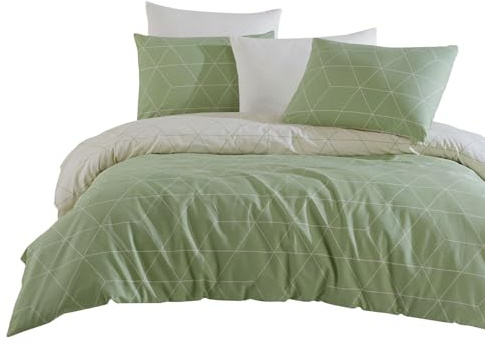 Traumschlaf Renforcé Bettwäsche • Modernes Linien-Design aus 100 % Baumwolle • Hautsympathisch, atmungsaktiv & pflegeleicht • Ideal für das ganze Jahr • 135x200 cm + 80x80 cm, grün