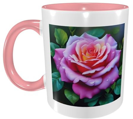 PHAYAH Tazza da caffè in ceramica da 325 ml, regalo per moglie, festa della mamma, regalo di compleanno per bere tè, bevande caffè e cioccolata calda con rose in fiore