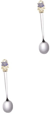 Alipis 2 Piezas cuchara de café cucharillas Cucharilla de café Cucharilla de diseño floral Cucharilla de esmalte beber cucharas Café exprés condimento bolas de postre cuchara de cocina