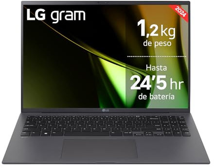 LG gram 16Z90S-G.AA79B - Portátil Ultraligero de 40.6 cm (16), Panel IPS, Intel Core Ultra 7, 16 GB RAM, 1TB SSD, 1,199 g, batería hasta 24.5 h, W11 Home, Gris, Teclado QWERTY Español