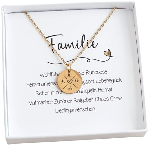 Familienkette Kette Familie Freundschaftskette Paar Kette personalisierte Kette mit Gravur Gold Silber Roségold Geschenk für Mama Schwester Freundin zum Geburtstag Muttertag