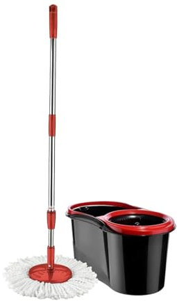 Spin Mop and Bucket Set | 16 Litres | Microfibre Mop Head | Long Handle Extendable Stainless Steel | Floor Cleaning | 360° Rotating Mop with Easy Wringer | Wet and Dry - By Orion Stationery