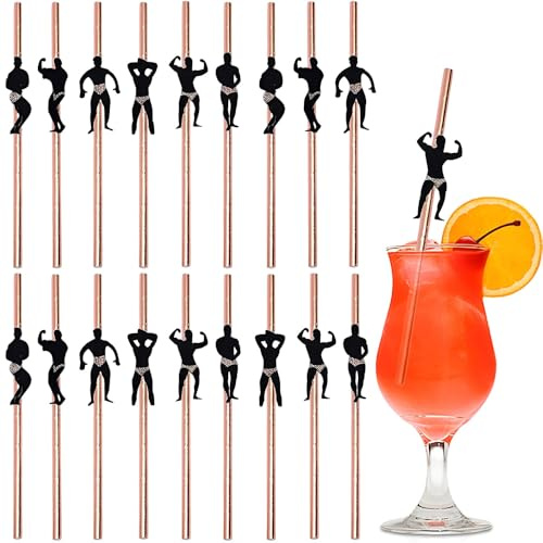 JIADEXIN 18PCS Hen Party Naughty Straw - Bachelorette Party Straws Hen Do Cocktail Straws, Dancing Men Male Stripper Paper Drinking Straws for Bachelorette Hen Party Party Decoration Accessories