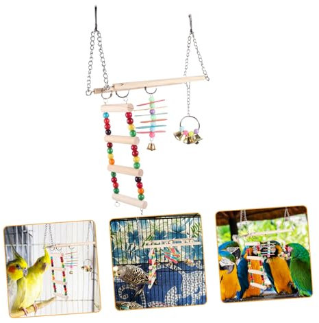 Gatuida Vogelspielplatz Papagei Holz Schaukel Kauspielzeug Stabiler Vogelkäfig Sitzstange Für Kleine Vögel Und Wellensittiche Geeignet Sicher Langlebig