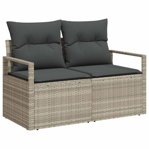 vidaXL Garten-Sofa mit Kissen 120 x 62 x 69 cm Poly-Rattan, Moderne Garten- und Terrassensofa, rechteckig, modulares Design, leicht, wetterfestes Möbel, Bequeme Sitzgelegenheit