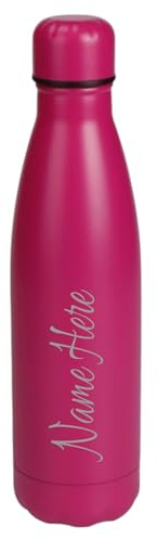 Personalised Engraved 500ml Insulated Water Bottle with Any Name Hot or Cold Drinks Selection of Colours (Hot Pink)