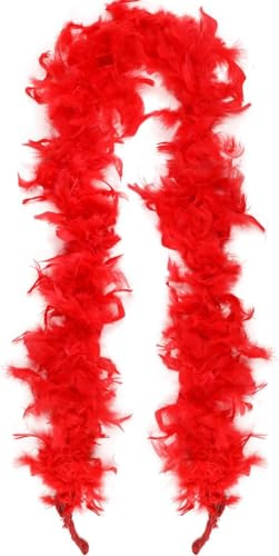 VEYLIN Rote Federboa Truthahn-Federboas flauschig, 2 m Länge, Kostümboas für Halloween, Hochzeit, Party, Kostüm, Zubehör