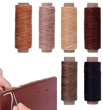 Leder Nähen Faden,Bunte Nähgarn Leder Garn 180m 150D 0.8mm Nähen Wachsfaden für Lederhandwerk DIY Handwerk 6 Farben,Für Die Schmuckherstellung,6 Rollen Jeder von 30 Meter (Mischfarbe)