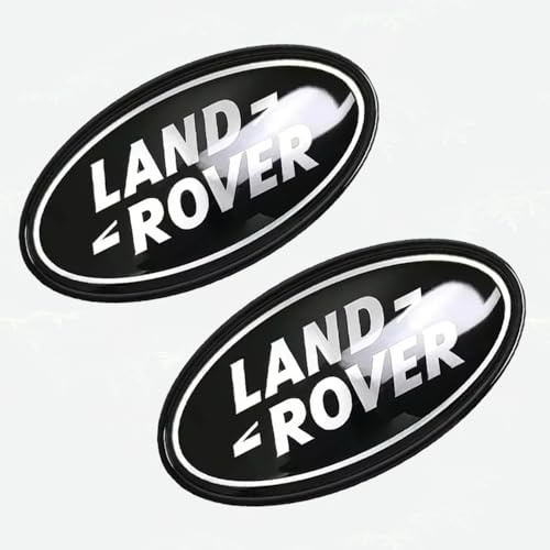 4Pcs Set OEM Front Grille & Tailgate Emblem Decals for Land Rover Evoque, Sport, Discovery, Velar, Defender – Chrome 85mm Oval Range Rover Grill Badge Logo with Free Black Surround Cover