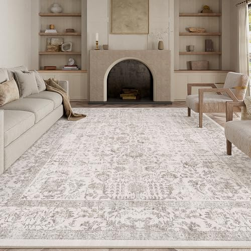 HUGEAR Vintage Vardagsrum Matta Stor Braun Mattor 300x400cm Tvättbar Halkfri Golvmatta Sovrum Matsal Kontor Utomhus Barnrum Balkong Carpet Rug Mjuk Kort Lugg