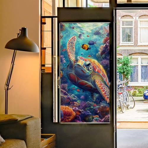 Film Opaque Vitrage Jaune Bleu Animaux Film Opaque Fenetre Anti Regard Electrostatique Pas De Colle Brise Vue Fenetre pour Salle de Bain Bureau Cuisine 60x116 cm/4 pcs