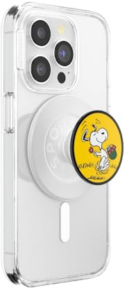 PopSockets Phone Grip for MagSafe with Kickstand, Magnetic Stand, Swappable Top, Secure Hold for iPhone MagSafe Cases, Phone & Tablet Grip, Peanuts - Enamel Snoopy Skip