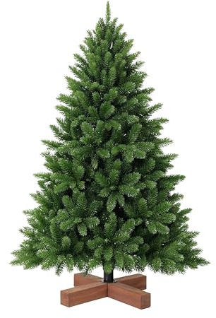 Relaxdays Albero di Natale Artificiale Realistico, Aghi PVC e iniezione, Supporto Legno e Borsa, 180 cm, Verde