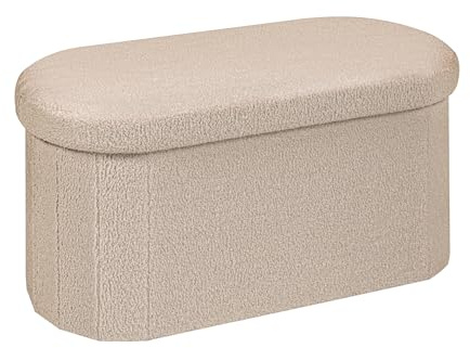 Bonlife Sitzbank mit Stauraum, klappbare Sitztruhe, Aufbewahrungsbox, Fußbank,Blüten, für Flur, Wohnzimmer und Schlafzimmer (Beige, 76cm)