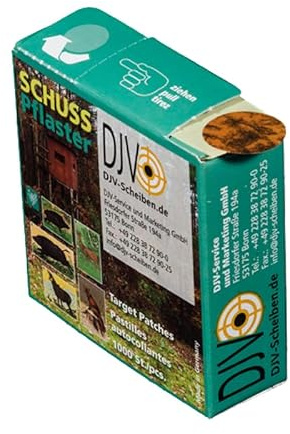 DJV Schusspflaster für Wild- und Jagdscheiben – Selbstklebende Zielscheibenpflaster in verschiedenen Varianten - 1000 Stück im Spender