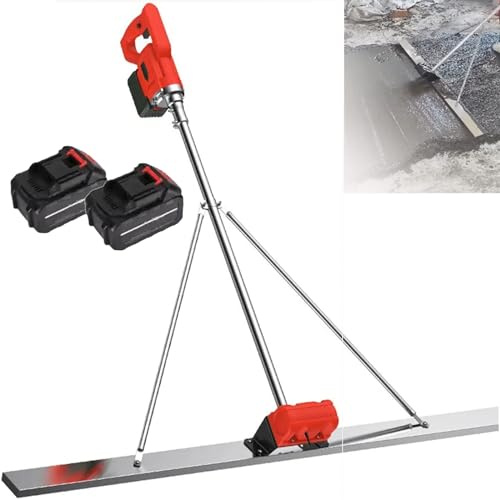 Concrete Scraper, Electric Concrete Finishing Tool, Cordless Trowel with 9 Speed Adjustment and Power Display, 1.5M Leveling Ruler
