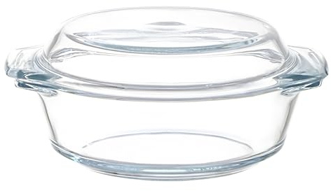 Casseruola di Vetro con Coperchio, 18,7 cm / 7,36 Pirofila Rotonda in Vetro, 700 ml / 24 oz Casseruola, Può essere utilizzato nel Forno e nel Microonde