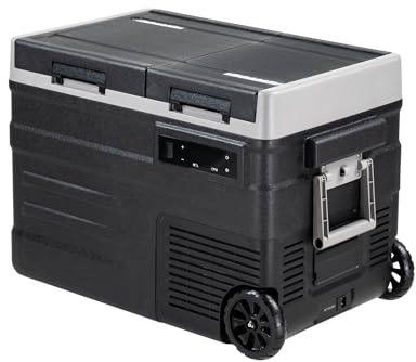 zcamp UD45 40.5L Kompressor Kühlbox Auto Kühlbox Elektrisch Dual Zone, mit LED-Touch、Rädern und klappbarem Zuggriff, Tragbare Camping Gefrierbox 12/24v für Lkw, Boot, -20℃-20℃