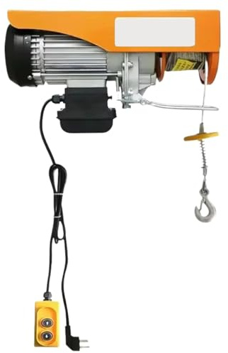 Paranco elettrico wireless PA200 da 220 V con telecomando – Mini gru da 500 kg/1000 kg for sollevamento con fune metallica for abitazioni e cantieri(Length 12m,500-1000KG)