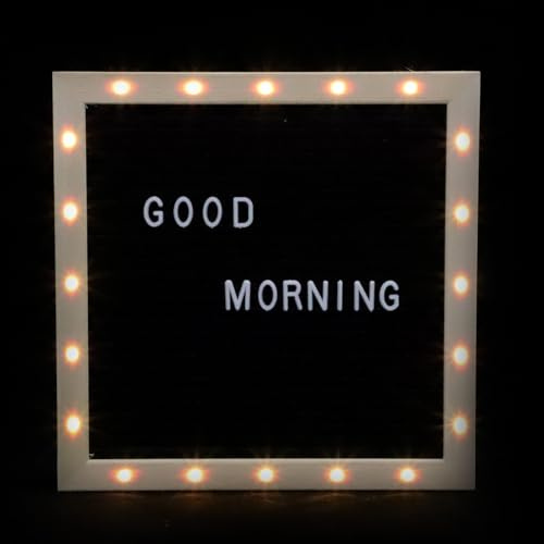 Healifty LED Message Board with Wooden Letters and Black Felt Standing Letter Board for Home and Office Notice Display