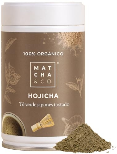 Matcha & CO: Hojicha Orgánico de Japón en Polvo – Té Verde Tostado 100% Natural – Sabor Ahumado con Notas Tostadas – Bajo en Cafeína y Rico en Antioxidantes
