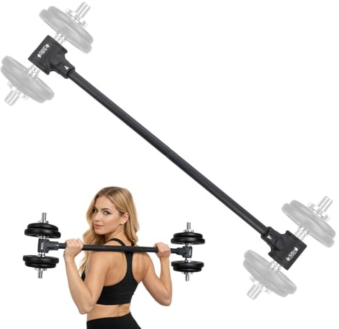 M.J COMFY-LIFE Dumbbell to Barbell Converter Bar 105cm Adjustable Barbell Adapter with 90kg/200lbs Capacity Universal Grip Fit for Home Gym Strength Training & Weightlifting